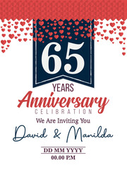 65th Years Anniversary Logo Celebration With Love for celebration event, birthday, wedding, greeting card, and invitation

