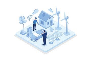 Smart grid concept design. Can use for web banner, infographics, hero images, isometric vector modern illustration