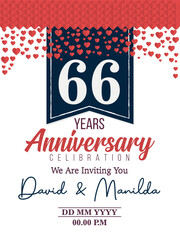 66th Years Anniversary Logo Celebration With Love for celebration event, birthday, wedding, greeting card, and invitation
