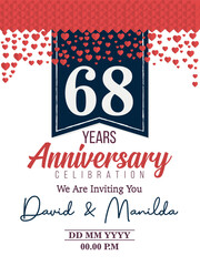 68th Years Anniversary Logo Celebration With Love for celebration event, birthday, wedding, greeting card, and invitation
