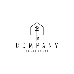 luxury key logo design. real estate logo