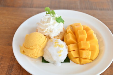 Mango and sticky rice dessert Thai food