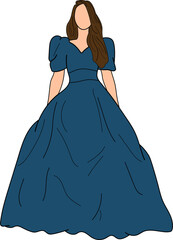 woman wearing a dress illustration isolated transparent png