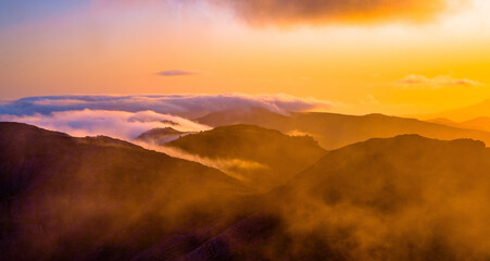 sunset in the mountains