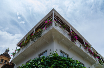 low angle photo of traditional house inside the walled city. cartagena, colombia