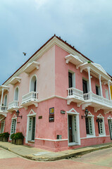low angle photo of traditional house inside the walled city. cartagena, colombia	
