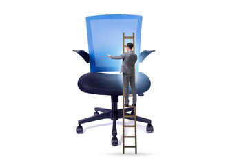 Businessman in the career concept climbing chair