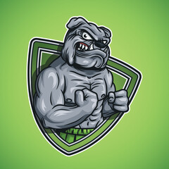 Bulldog fitness mascot logo illustration