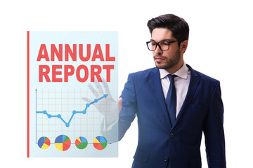 Businessman in annual report concept