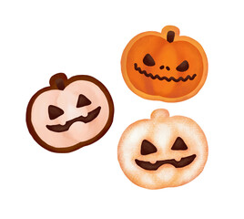 Halloween cookie illustrations set white background 