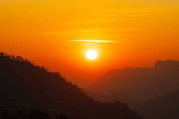 Background of colorful sky concept: Dramatic sunset with twilight color sky and clouds