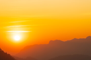 Background of colorful sky concept: Dramatic sunset with twilight color sky and clouds