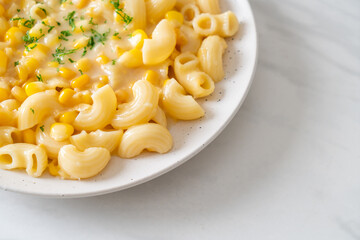 macaroni creamy corn cheese on plate