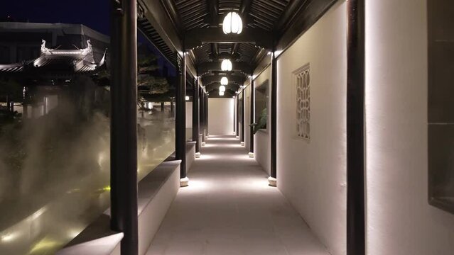 china tradition yard villa at twilight