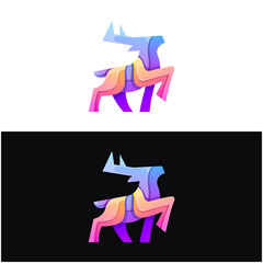 Vector logo illustration deer colorful style