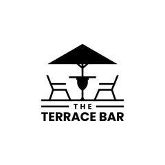 Terrace bar or cafe logo design template