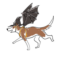 ハロウィンの仮装をした犬