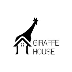 logo illustration with the concept of a giraffe and a house becoming a giraffe house