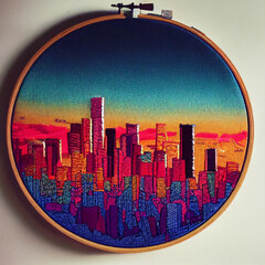 イメージ素材:かわいいアメリカロサンゼルスの刺繍イメージ素材