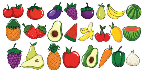 Fototapeta na wymiar Illustration of a set of fruit