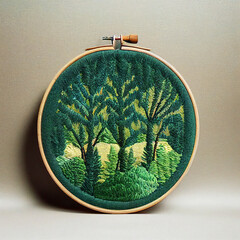 イメージ素材:かわいい森の刺繍イメージ素材