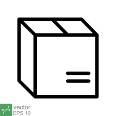 Box icon. Simple outline style. Package, parcel, post, collection, storage, packaging, cargo, carton, cardboard, delivery concept. Thin line vector illustration isolated on white background. EPS 10.