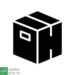 Box icon. Simple solid style. Package, parcel, post, collection, storage, packaging, cargo, carton, cardboard, delivery concept. Glyph vector illustration isolated on white background. EPS 10.