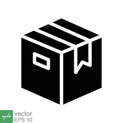 Box icon. Simple solid style. Package, parcel, post, collection, storage, packaging, cargo, carton, cardboard, delivery concept. Glyph vector illustration isolated on white background. EPS 10.