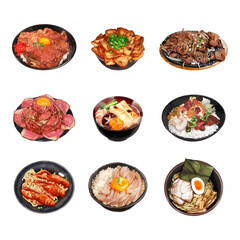 Traditional Korean Food Vector Watercolor Illustration.