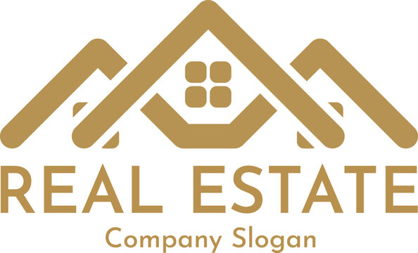 Real Estate Gold Logo Design Template