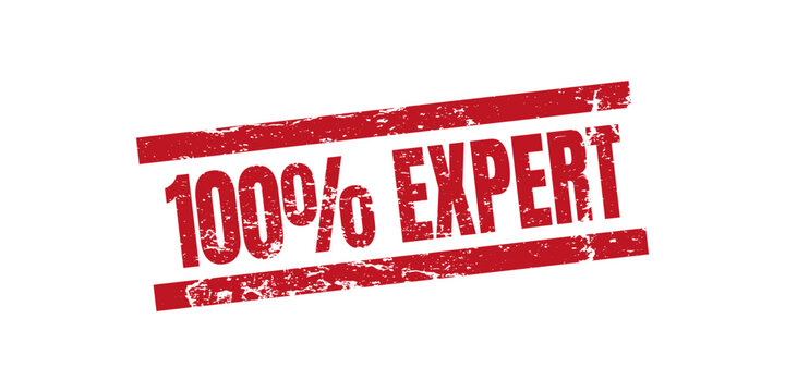 Rubber stamp with text one hundred percent expert inside, vector illustration