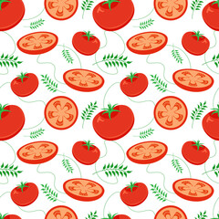 Vegetarian, Fruit and Vegetables Seamless Pattern Design with Fresh, Organic and Natural Food in Hand Drawn Flat Cartoon Background Illustration