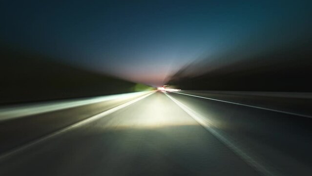 high speed driving on city road at night