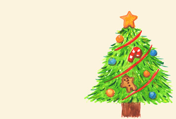 ツリーのクリスマスカードオフホワイト