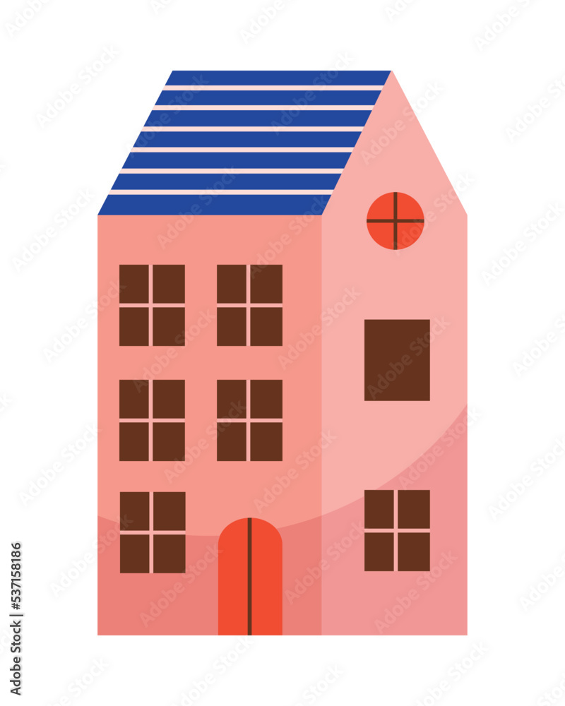 Wall mural pink building front facade