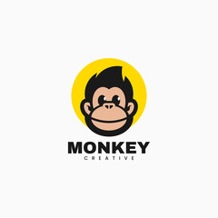 Vector Logo Illustration Monkey Mascot Cartoon Style
