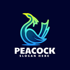 Obraz premium Vector Logo Illustration Peacock Gradient Colorful Style