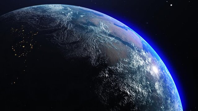 Cinematic view of space, earth and orbit Space view to our planet Space view concept. Image finished by NASA.