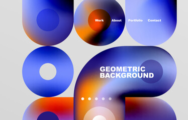 Circles and round shapes landing page abstract geometric background. Web page for website or mobile app wallpaper