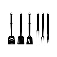 Spatula and Fork Set for BBQ Grill, Barbeque logo design