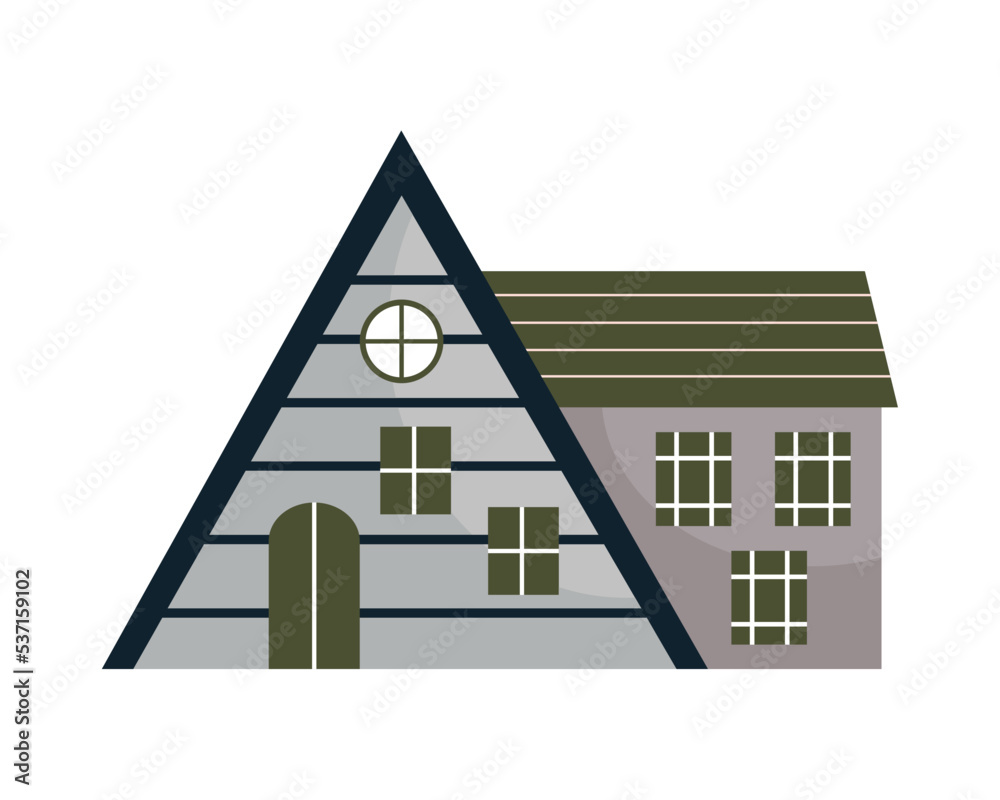 Wall mural triangular house front facade