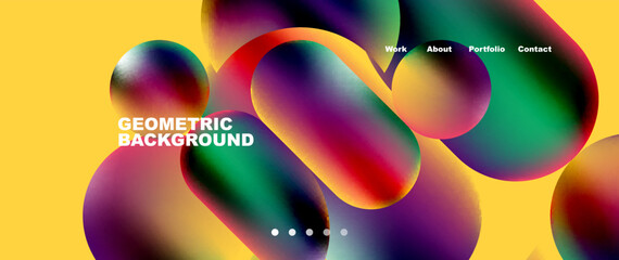 Colorful metallic geometric shapes minimal abstract background