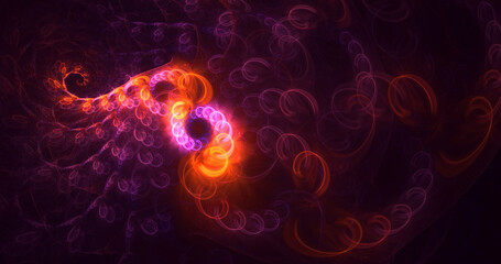 3D rendering abstract multicolor technology fractal light background