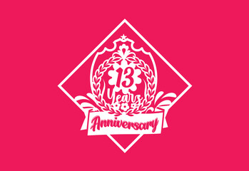 Fototapeta na wymiar 13 years anniversary logo and sticker design template