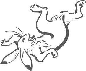 鳥獣戯画のウサギのベクターイラスト