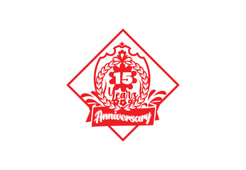 15 years anniversary logo and sticker design template