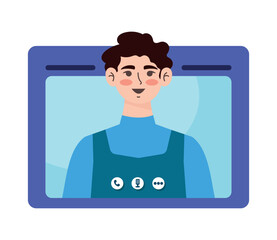 man in meeting online