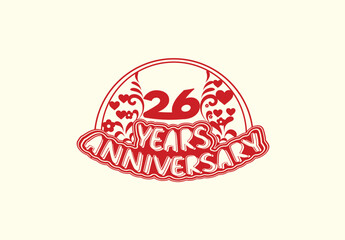 26 years anniversary logo and sticker design template