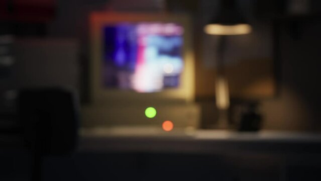 Hacking a computer system in a dark office 