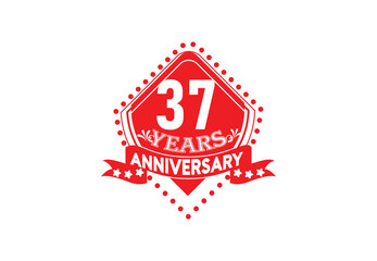 37 years anniversary logo and sticker design template
